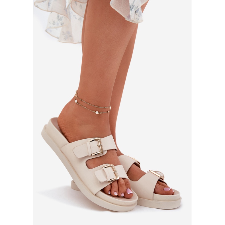 EVento Ženski klip sa zlatnim kopčama bež 1