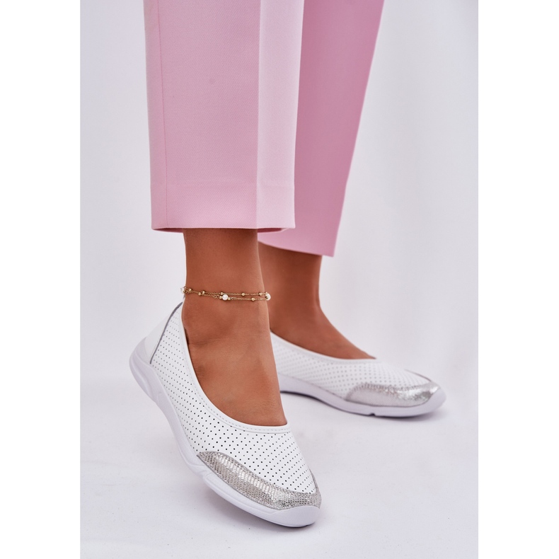 EVento Ženske kožne otvorene bijele balerine bijela 2
