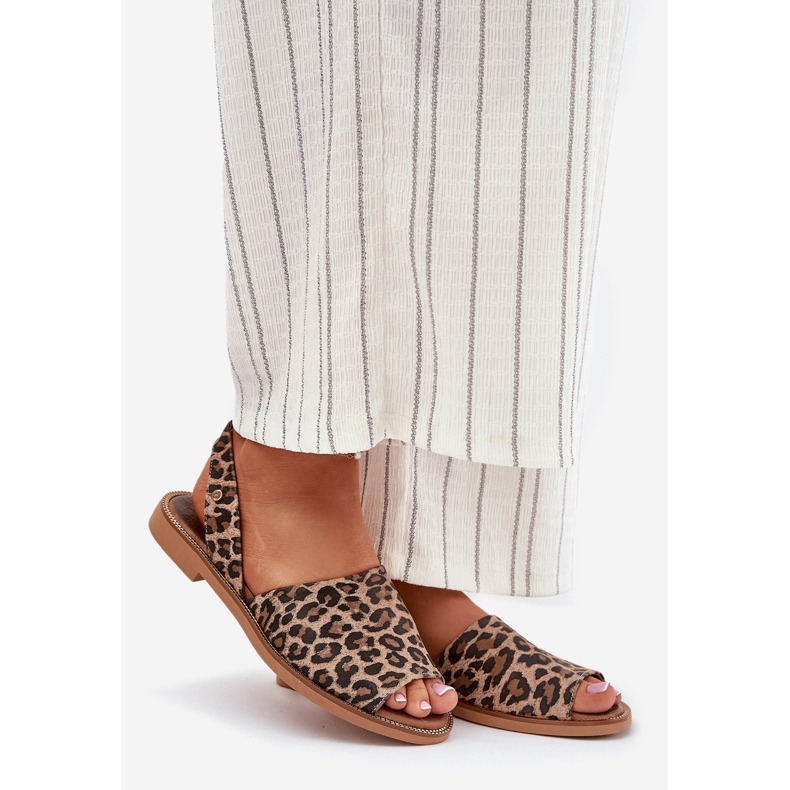 Zazoo 40327 kožna lip -off sandala leopard smeđa 1