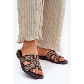 Kožna ravna leopard flip lepp zazoo 40383 crno crna 2