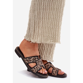 Kožna ravna leopard flip lepp zazoo 40383 crno 1