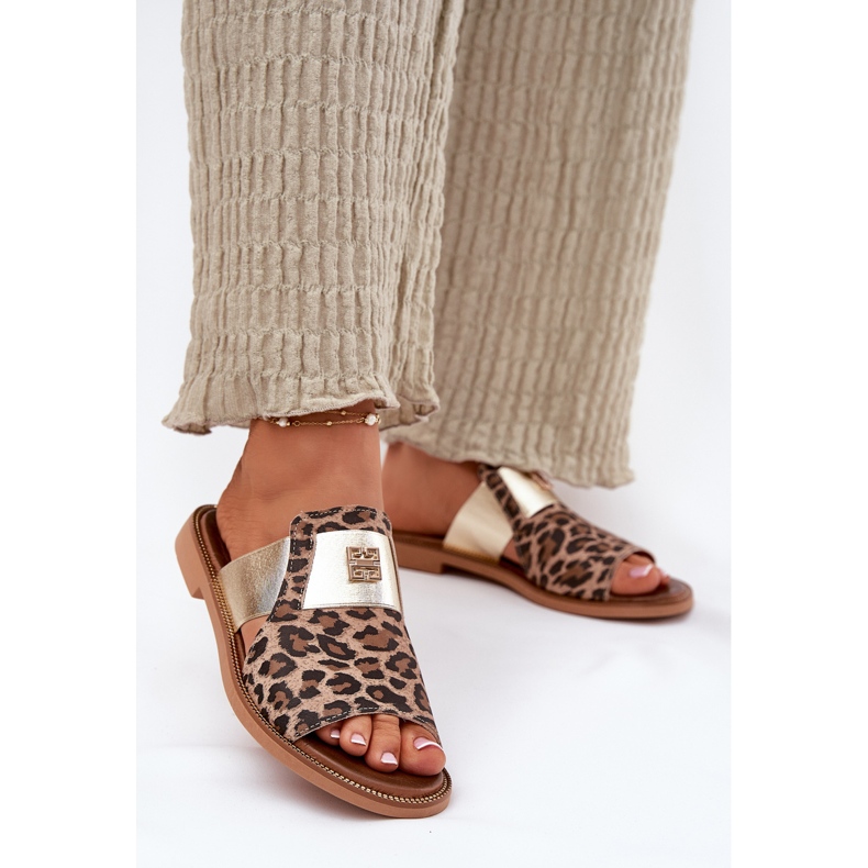 Zazoo Elegantni ravni -leather -high -heel kožni flip flop smeđa 2