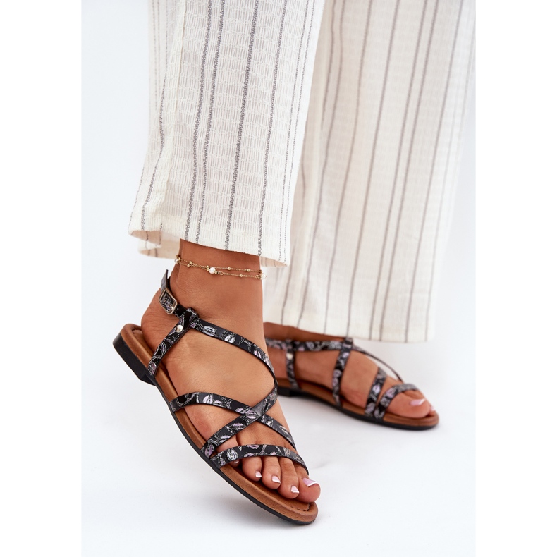 Ravne kožne ženske sandale Maciejka 06635-05 crna crno 2