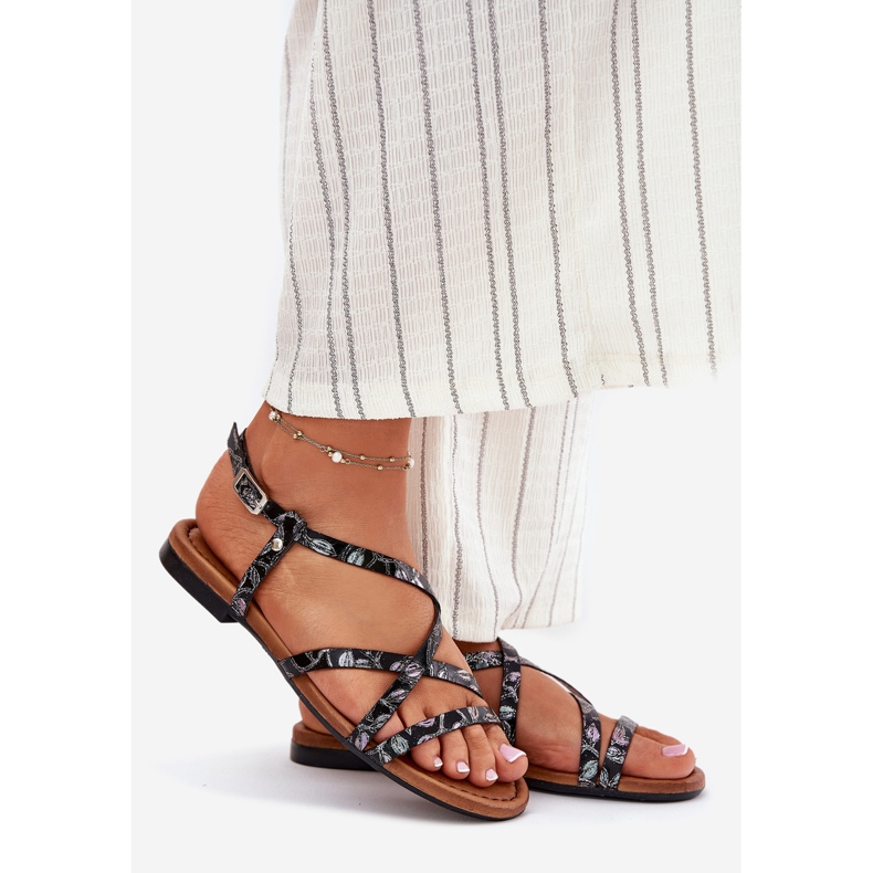 Ravne kožne ženske sandale Maciejka 06635-05 crna 1