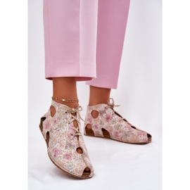 Kožne čizme s uzorkom Maciejka 03426-48 bež 2