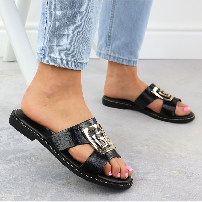 Crne ženske papuče s ornamentom crni Filippo crna 1