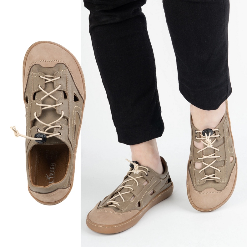 Muške bosonoge kožne cipele Olivier 320kz sa smeđom ventilacijom smeđa 2