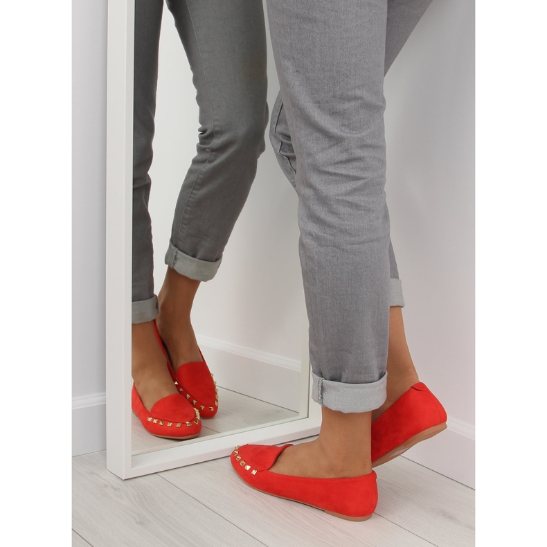 Ženske mokasinke s čavlima crvene 1388 Red crvena 1