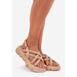 Inna Ženske sandale na platformi s bež prugama 1