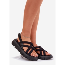 Inna Ženske sandale na platformi s crnim prugama crno 1