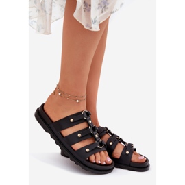 Inna Ženske papuče s crnim prugama crna 1