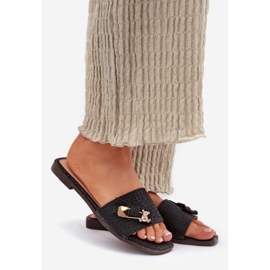 Inna Ravni -oled ženski flip flip s crnim lukom crno 1