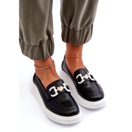 S.Barski Ženske kožne natikače na platformi carne S. Barski lr720 s ukrasom crna 3