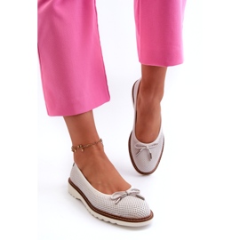 Ženske ažur balerinke od prirodne kože Maciejka P6509-11 Bijele bijela 2