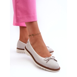 Ženske ažur balerinke od prirodne kože Maciejka P6509-11 Bijele bijela 3