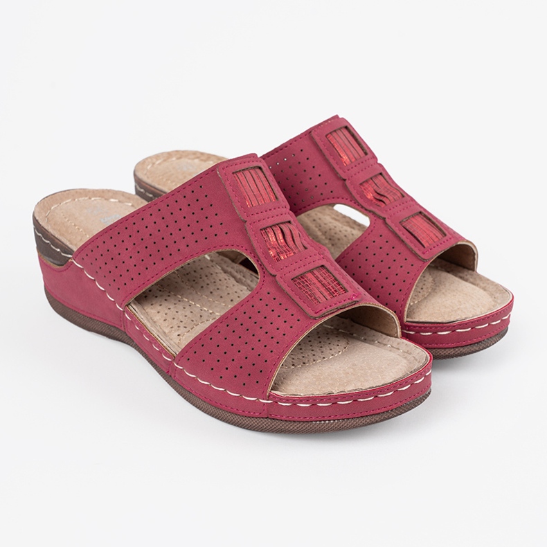 Shelvt Crvene ženske papuče na platformi crvena 2