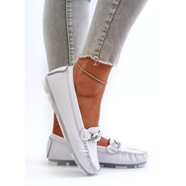 Ženske kožne mokasine s ukrasom, bijele S.Barski LR339 bijela 3