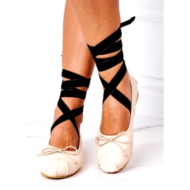 Vezane ženske balerina s golim lukom bež 2