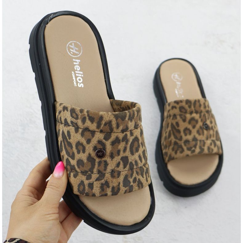 Ženske kožne papuče na platformi s bež heliosom 156.731 1