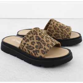 Ženske kožne papuče na platformi s bež heliosom 156.731 2