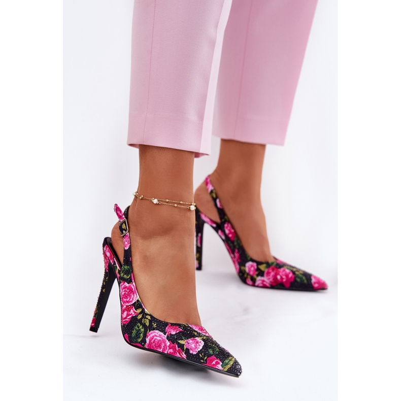 Inna Ukrašene sandale na visokoj peti u crnim ružama crna 2