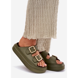 Inna Ženski klip na platformi sa zlatnim kopčama zelenim zelena 1