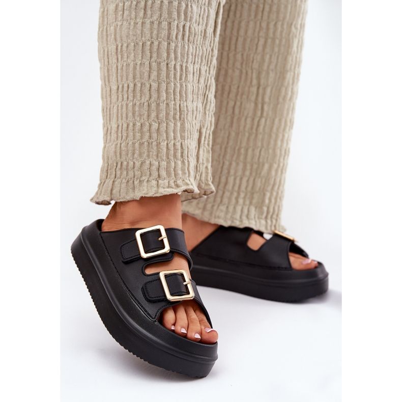 Inna Ženski klip na platformi s zlatnim stezaljkama crnim crna 2