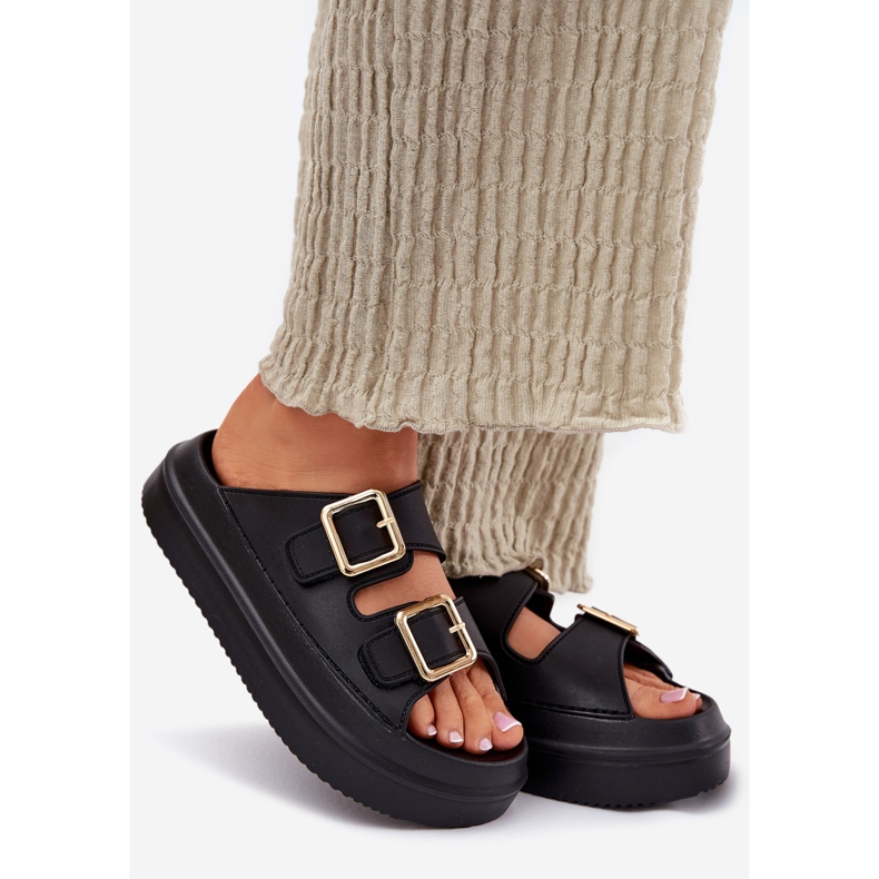 Inna Ženski klip na platformi s zlatnim stezaljkama crnim crna 1