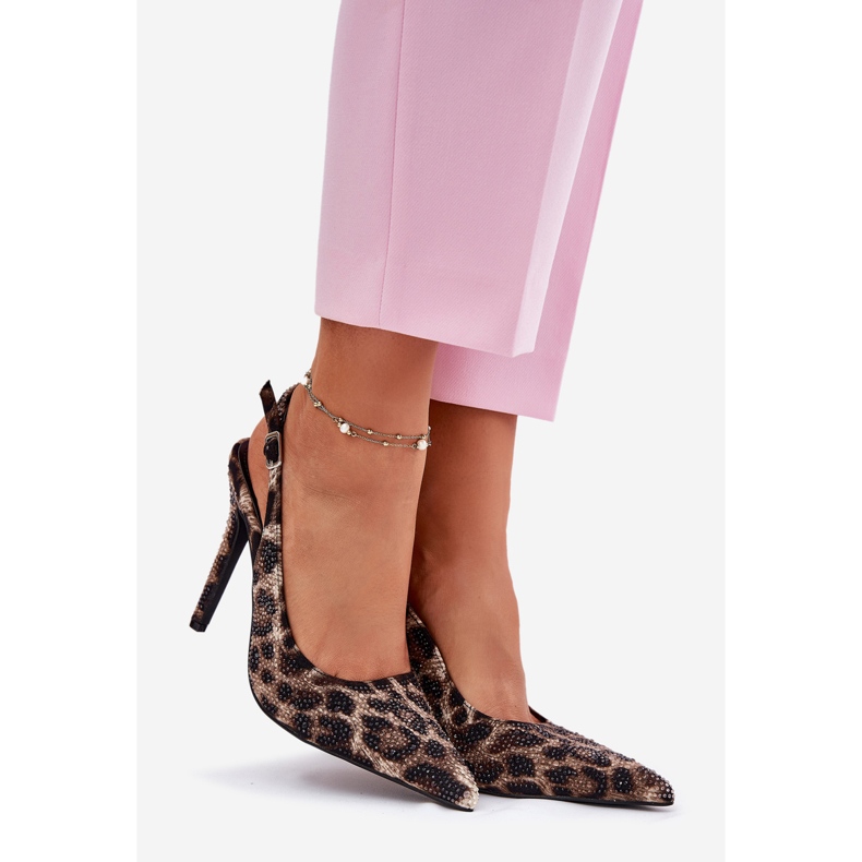 Inna Ukrašene sandale na pin bež i crni leopardov otisak 1