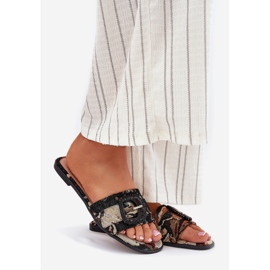 Inna Ravne ženske flip jarke s ukrasnom crnom kopč crna 1