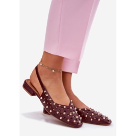 Inna Ukrašene ravne burgundske balerine crvena 1