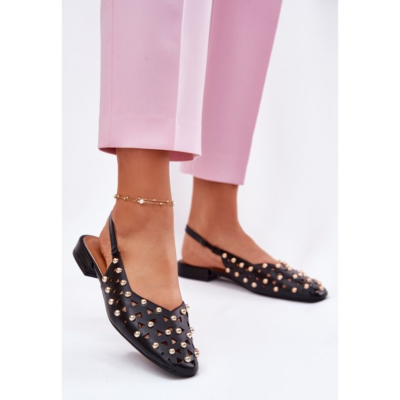 Inna Ukrašeni ravni -balerine s crno crna 2