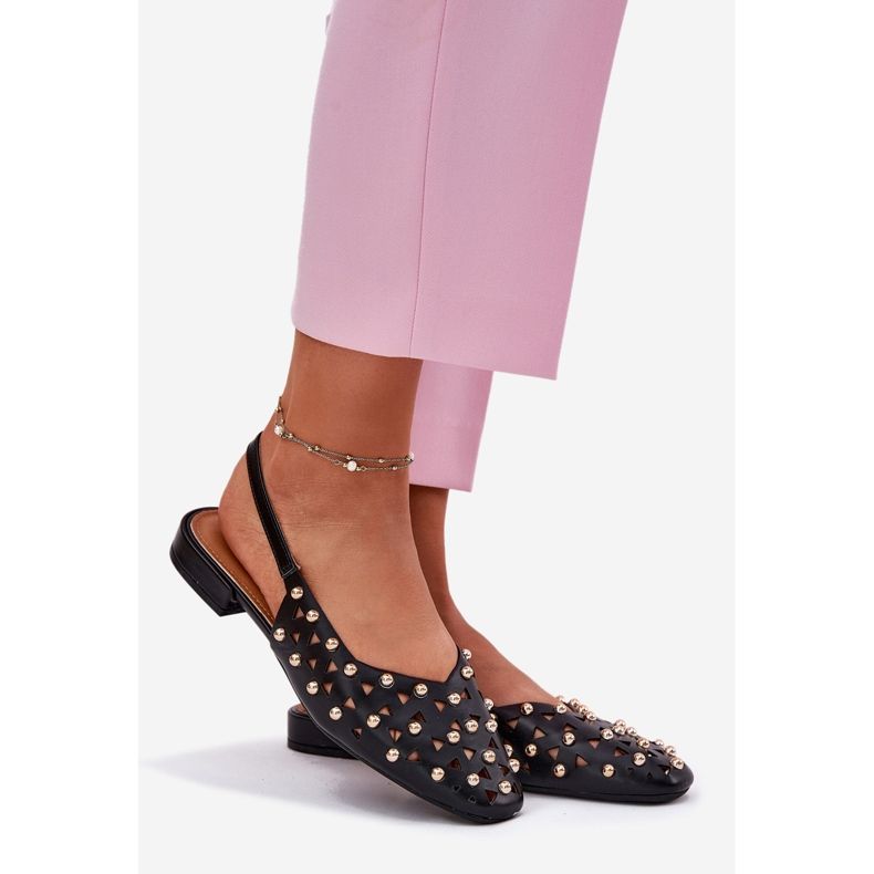 Inna Ukrašeni ravni -balerine s crno crna 1