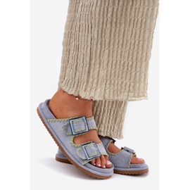 Inna Ženski klip s kopčama i ukrasnim plavim rubom plava 1