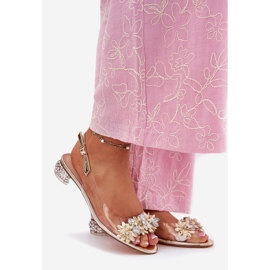 S.Barski Prozirne sandale s niskom petom s ukrasom MR51-709 zlatna 1