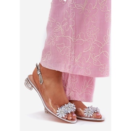 S.Barski Prozirne sandale s niskom petom s MR51-709 ukras srebra srebro 1