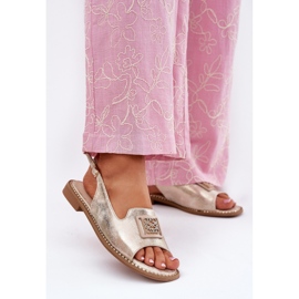 S.Barski Elegantne ženske ravne sandale s ukrasom S. barskih KV51-082 zlata zlatni 2