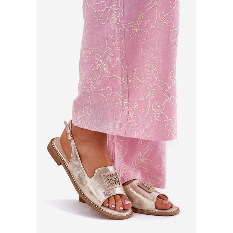 S.Barski Elegantne ženske ravne sandale s ukrasom S. barskih KV51-082 zlata zlatni 1