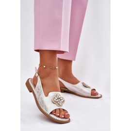 S.Barski Ženske sandale s ravnim petom s ukrasnim detaljima S. Barski KV51-080 Silver srebro 2