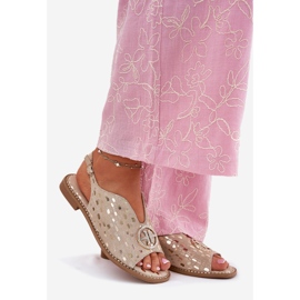 S.Barski Kožne sandale s ravnim petom s ukrasom S. Barski KV51-094 PLN zlatna 1