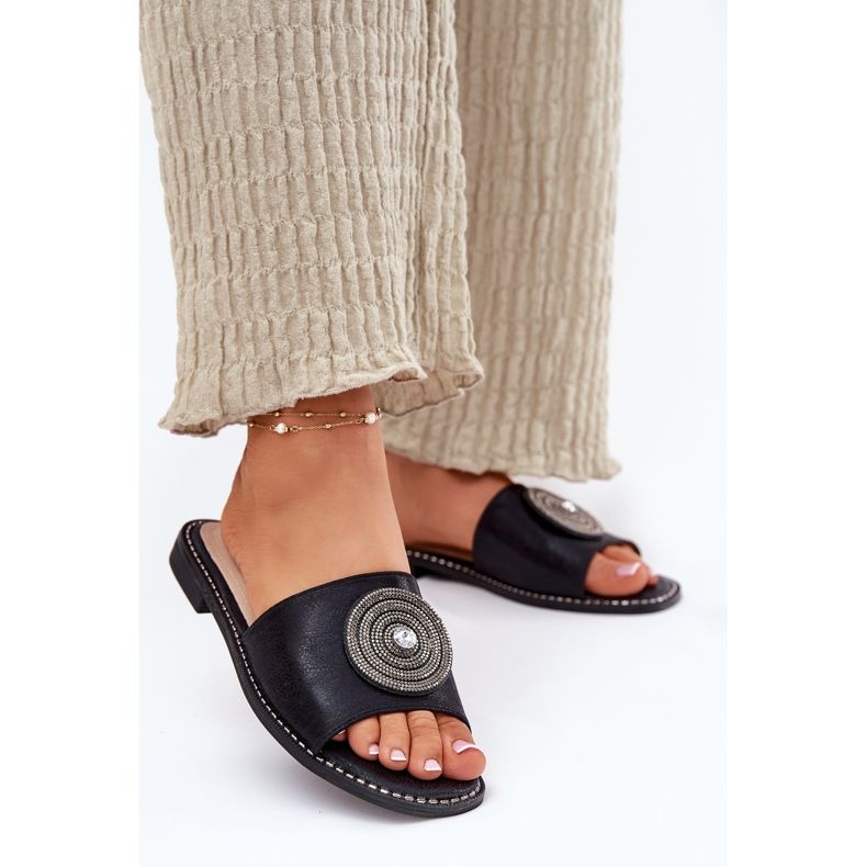 S.Barski Ženski jastuci s ravnim petom s ukrasom S. Barski KV51-013 Black crno 2