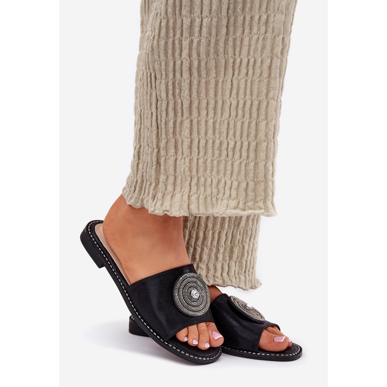 S.Barski Ženski jastuci s ravnim petom s ukrasom S. Barski KV51-013 Black crno 1