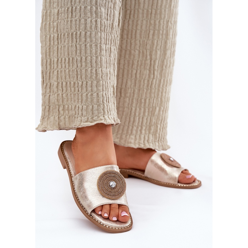 S.Barski Ženski jastuci s ravnim petom s ukrasom S. Barski KV51-013 Zloty zlatna 2