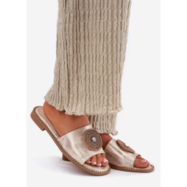 S.Barski Ženski jastuci s ravnim petom s ukrasom S. Barski KV51-013 Zloty zlatna 1