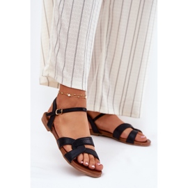 S.Barski Ravne sjajne ženske sandale S. Barski KV51-022 Black crno 2