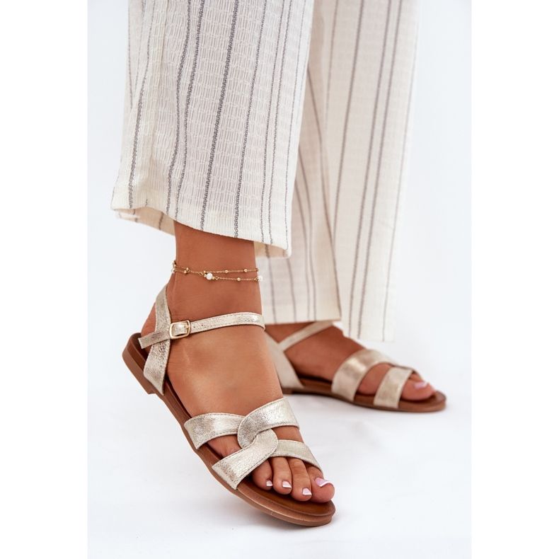 S.Barski Ravne sjajne ženske sandale S. Barski KV51-022 zlato zlatna 2