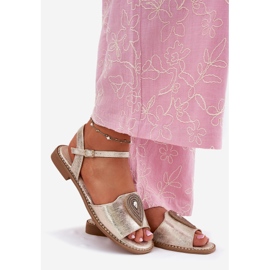 S.Barski Ženske sandale s ravnim petom s ukrasom S. Barski KV51-098 Zloty zlatni 1