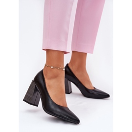 EVento Crne kožne cipele na visoku petu crno 2