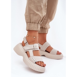 EVento Ženske kožne sandale na platformi bež 2