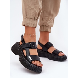 EVento Ženske kožne sandale na platformi crne crna 2